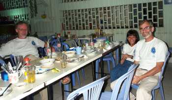 Eating dinner at a nearby restaurant